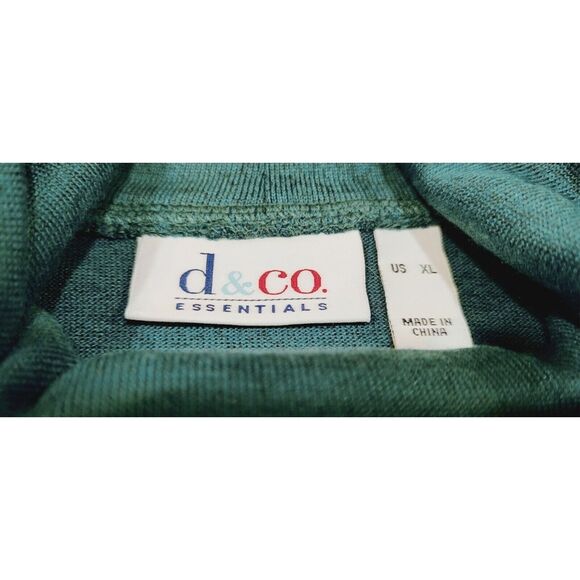 NEW XL Denim & Co. Essentials Dark Teal Green Blue Lightweight Cowl Neck Sweater - Picture 6 of 7